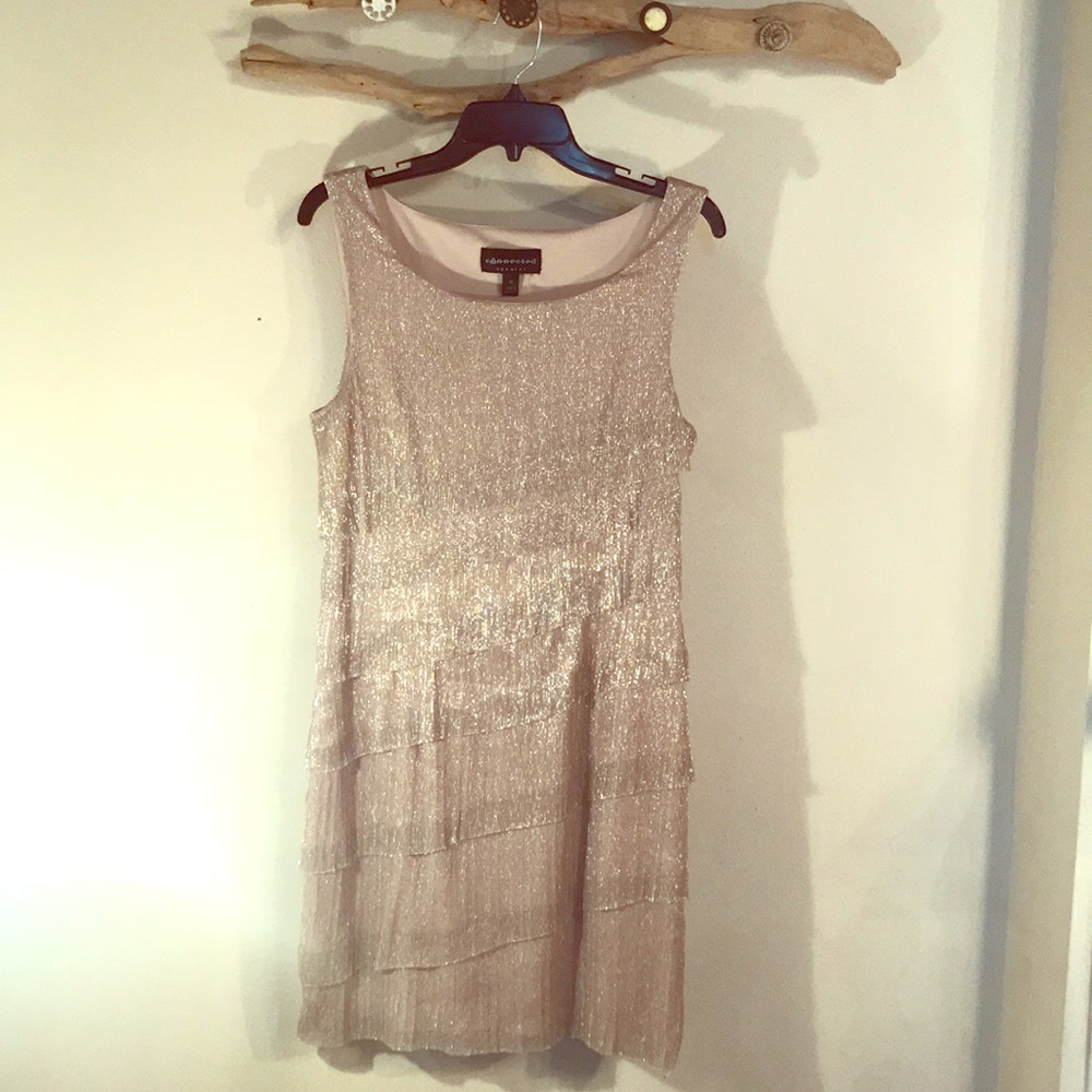 Gold, Tiered Cocktail Dress